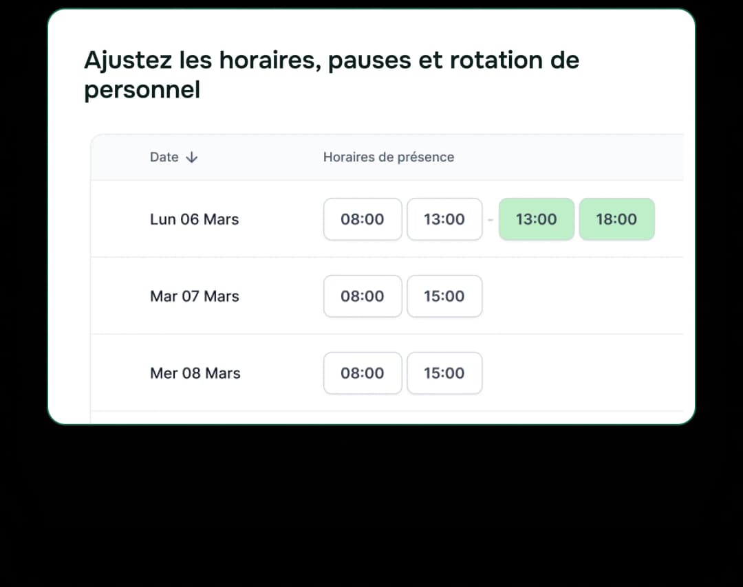 customisez les horaires